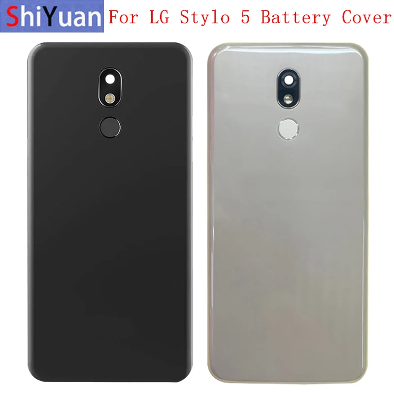 Back Battery Cover Rear Door Panel Housing Case For LG Stylo 5 Q720 Battery Cover with Lens Frame Fingerprint Flex Cable