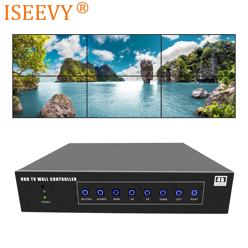 

ISEEVY 4K Video Wall Controller 2x3 TV Wall Controller 3x2 support 3840*2160@60Hz HDMI DP Multiple Inputs for 6 TV Splicing