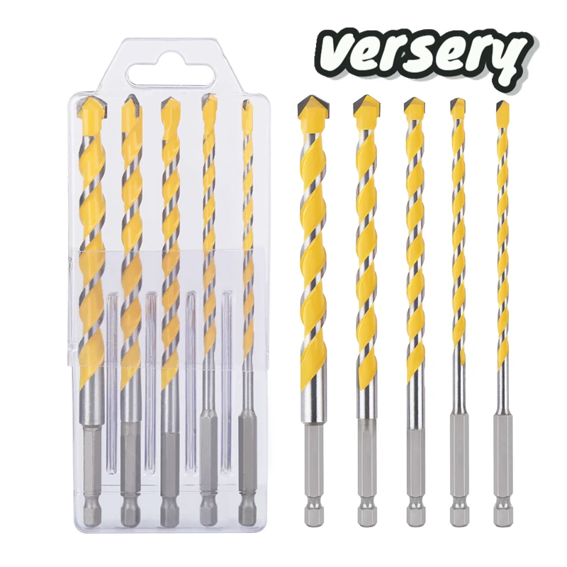 Versery 5-12mm Hex Shank 160mm Tungsten Carbide Multi-Function Drill Bits Hole Saw For Brick Concrete Soft Tile Wood Metal