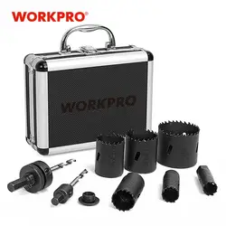 WORKPRO 9PC HSS Universal High Speed Hole Saw Set Carbide High Speed Steel Hole Saw Drill Bits For Woodworking Electric Tools