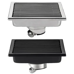 1PC Shower Floor Drain 304 Stainless Steel 15cm Linear Anti-odor Long Floor Drain Bathroom Silver/Black