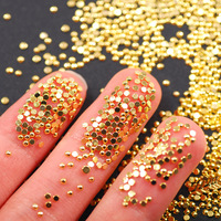 1000Pcs Gold 1/1.5/2mm Nail Art Rhinestones Metal Nail Beads Alloy Gem Stones Flatback Nail Art Charms For Manicure 3D Stones