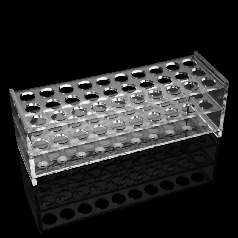 Plexiglass Test Tube Stand 15.5 mm * 50-Holes Rectangle Transparent Organic Glass Test Tube Rack Cocktail Frame