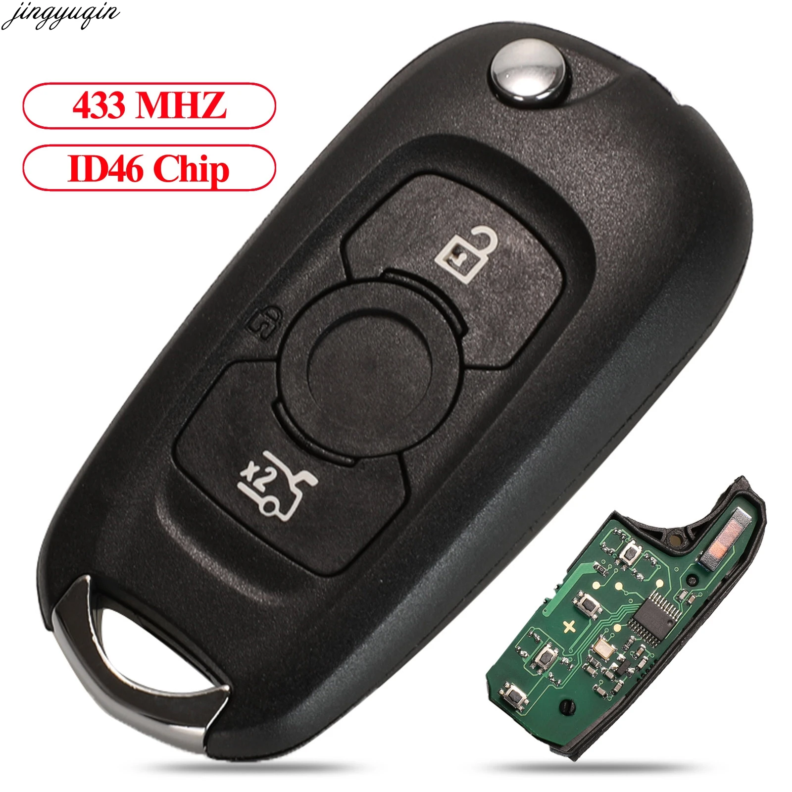 Jingyuqin Flip Remote Control Car Key 315MHz ID46 For Buick Verano after 2015 Regal Excelle GT/Excelle XT LaCrosse 3 Button Fob