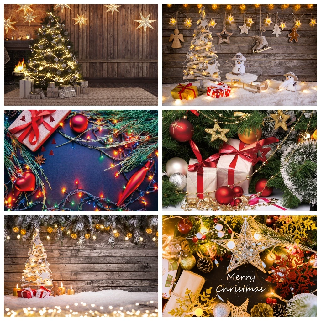 

Laeacco Merry Christmas Real Photocall Background Snowflake Star Apple Baby Newborn Customized Portrait Photographic Backdrops