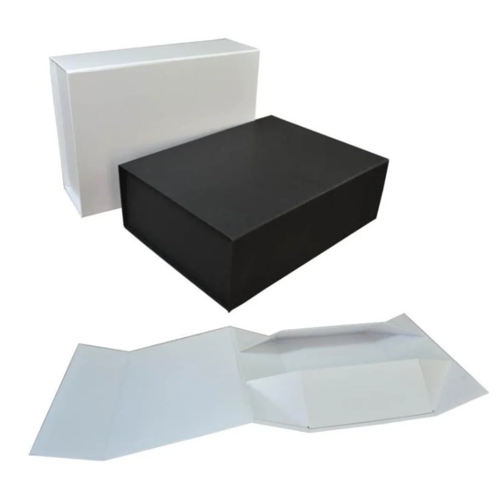 Foldable Black White Hard Gift Box With Magnetic Closure Lid Favor Boxes Children's Shoes Storage Box 22x16x10cm