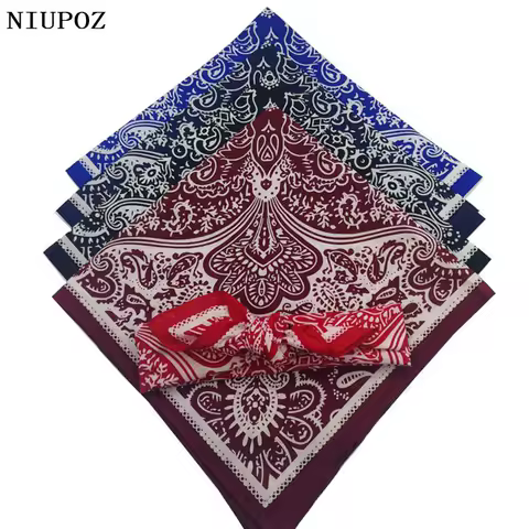 58*58cm Fashion Women Foulard Hip Hop Cotton Bandana Square Cashew Scarf Headband Unisex Black Red Paisley High Quality