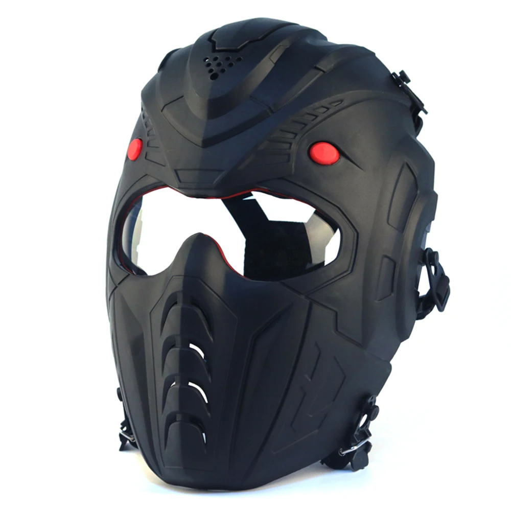 Masker Paintball taktis wajah penuh, masker pelindung Airsoft Airsoft lensa PC jaring baja keamanan berburu militer