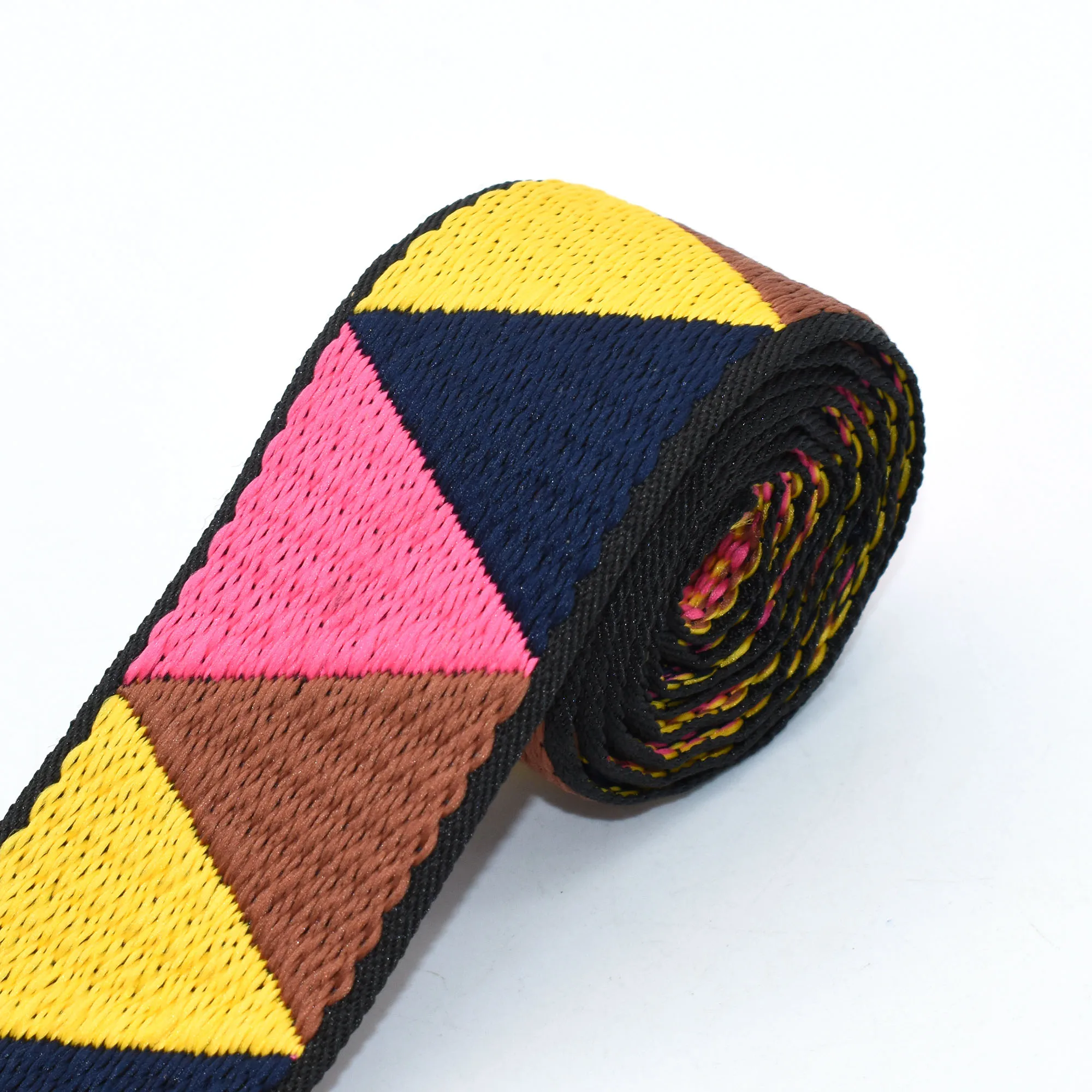 1.5'' Colorful Soft Webbing Ethnic Ribbon Cotton Belt Bag Strap Purse Lanyard Webbing Woven Belt Key Fob Hardware by the Yards