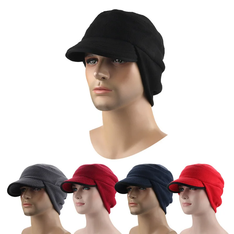 Fleece Hat Men Women Outdoor Riding Hiking Fishing Travel Windproof Warm Earmuffs Fleece Cap Autumn Winter Thermal Caps Earflaps