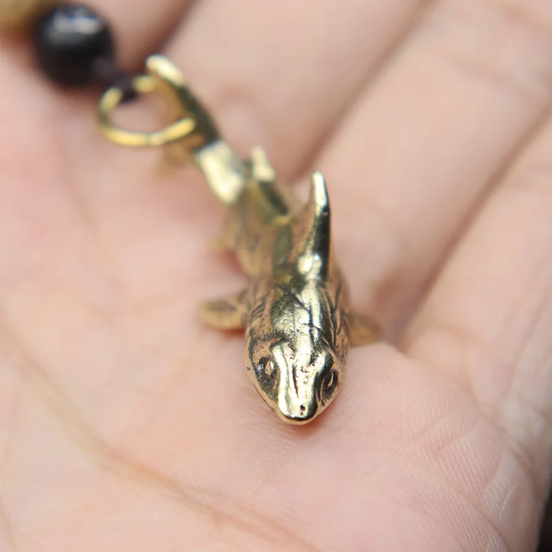 Brass Pendant Car Key Chain Ring Shark Animal Figurines Handmade Lanyard Keychain Hanging Jewelry Men Women Keyrings Child Gifts