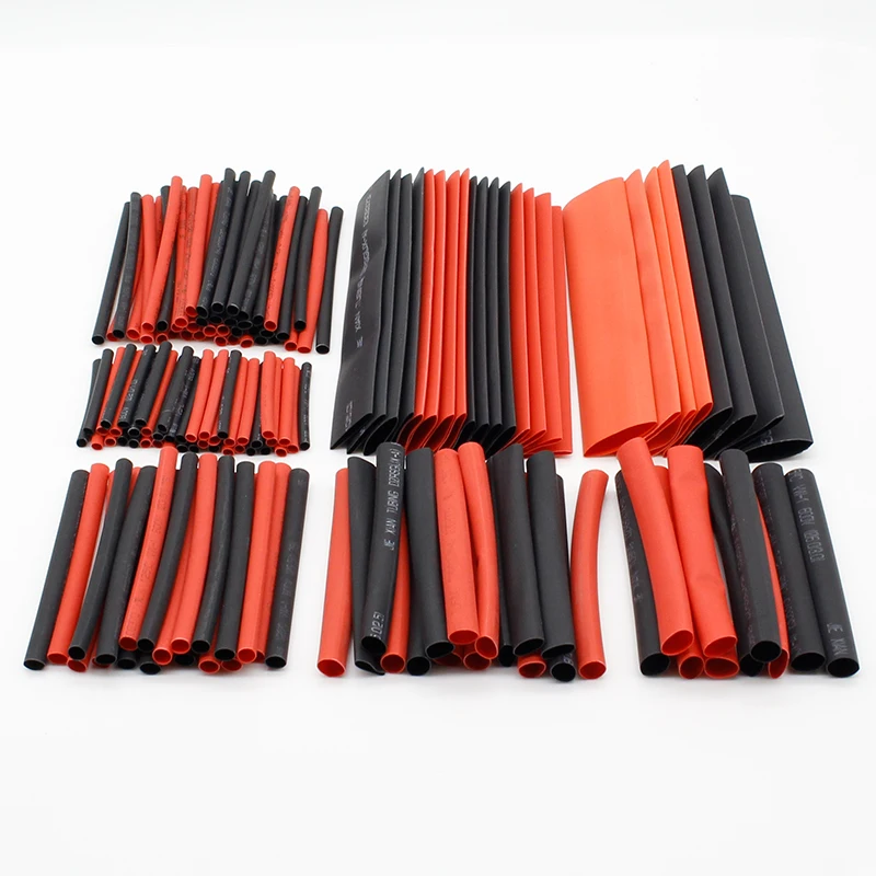 150 PCS 7.28m Black And Red 2:1 Assortment Heat Shrink Tubing Tube Car Cable Sleeving Wrap Wire Kit