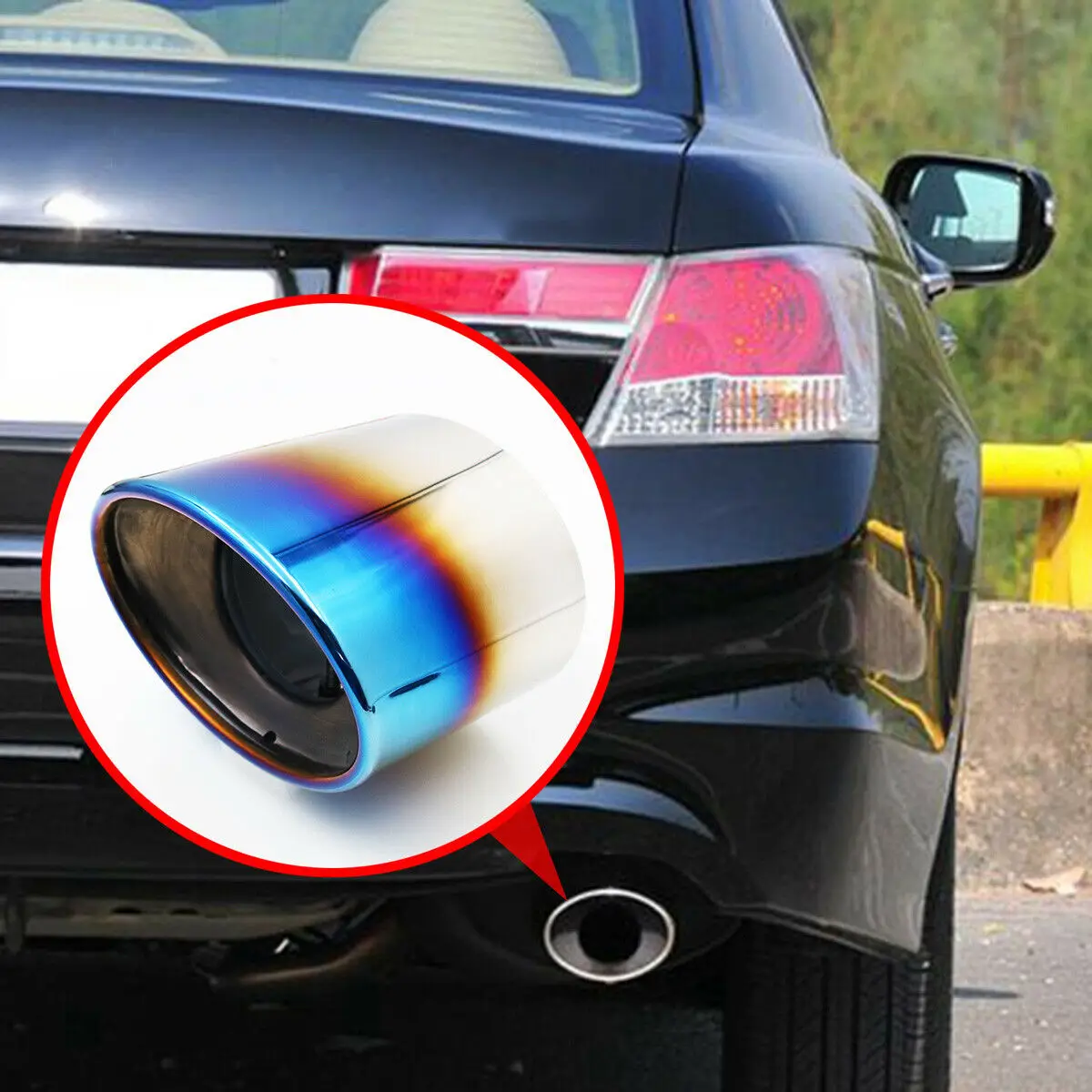 60mm 2.36'' Car End Muffler Pipe Fit For Honda Accord 2008-2012 Rear Exhaust Tailpipe Silencer Accessories Trim