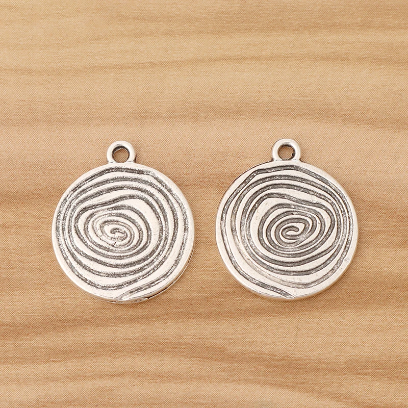 20 Pieces Tibetan Silver 2 Sided Swirl Spiral Vortex Round Charms Pendant for DIY Necklace Bracelet Jewellery Making Accessories