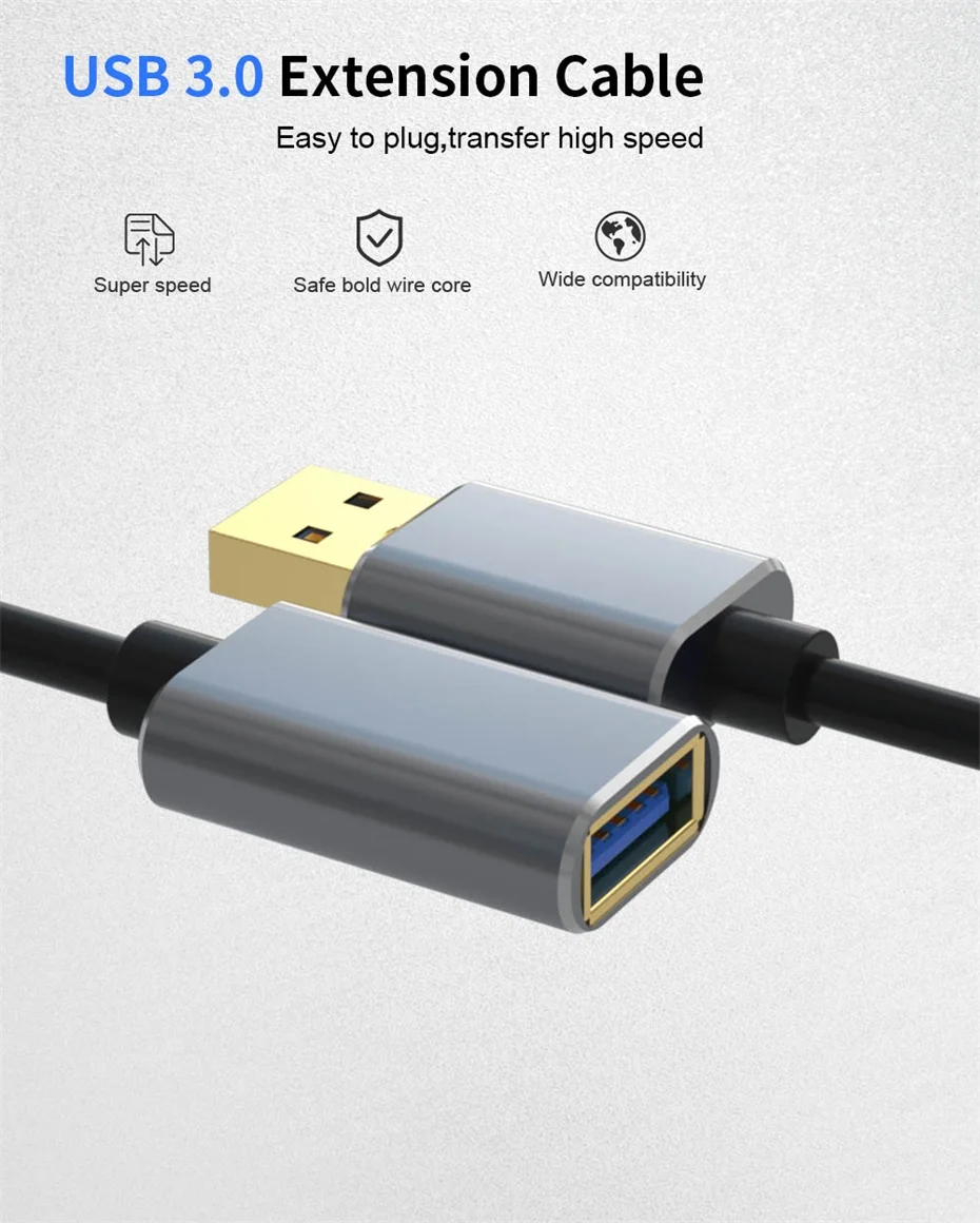 USB 3,0 Verlängerung kabel USB 3,0 Stecker Buchse 5m Kabel für Webcam Drucker PS5 Headset SSD USB Verlängerung laufwerk Tastatur Kabel USB Hub – Detail 1