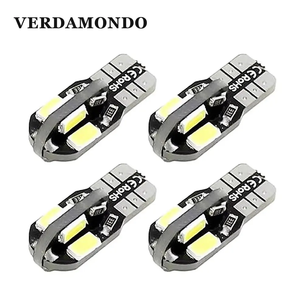4 Pcs T10 LED 194 168 W5W No Error Canbus 8 SMD 5730 Car Interior Bulbs Turn Signal Light Parking Width Lamps Warm White
