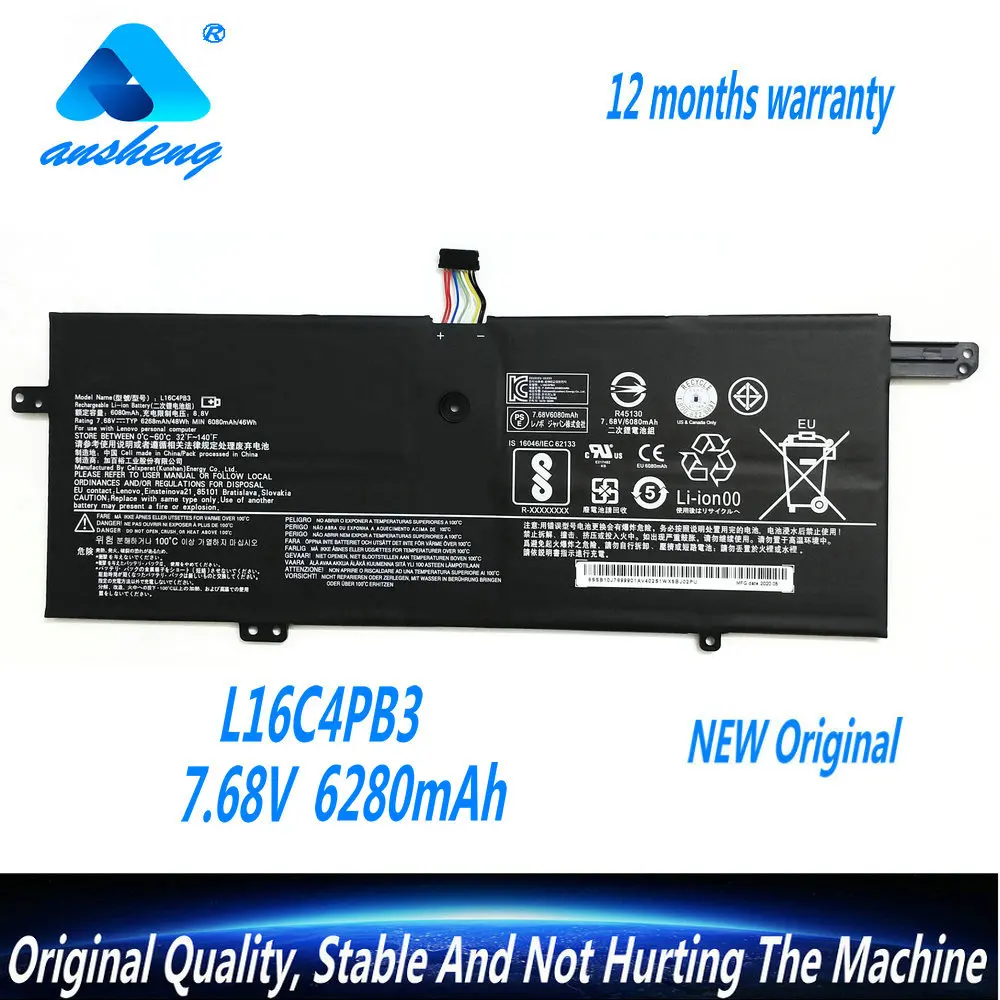 

NEW L16C4PB3 Laptop Battery For Lenovo IdeaPad 720S-13ARR 720S-13IKB 13IKBR Series L16M4PB3 L16L4PB3 15.2V 48WH