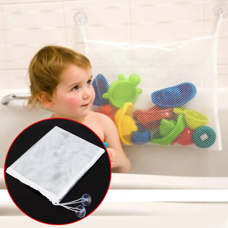 Folding Eco-Friendly High Quality Baby Bathroom Toy Mesh Child Bath Net Suction Cup Baskets