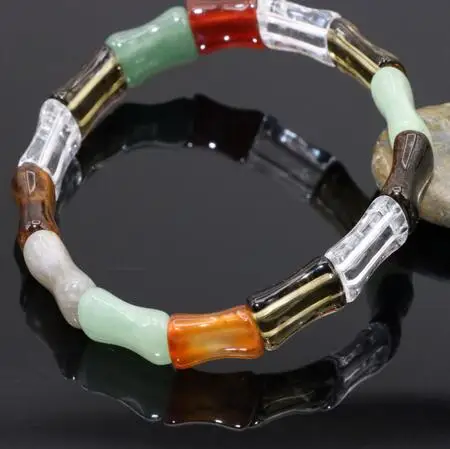 bracelet coloré en cristal de cornaline tourmaline élastique! bijoux de collocation d'élément ulti multi forme en option