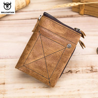 BULLCAPTAIN Authentic Leather Men's Wallet Short Purse Small Retro Wallet Brand High RFID New Short Wallet QB013