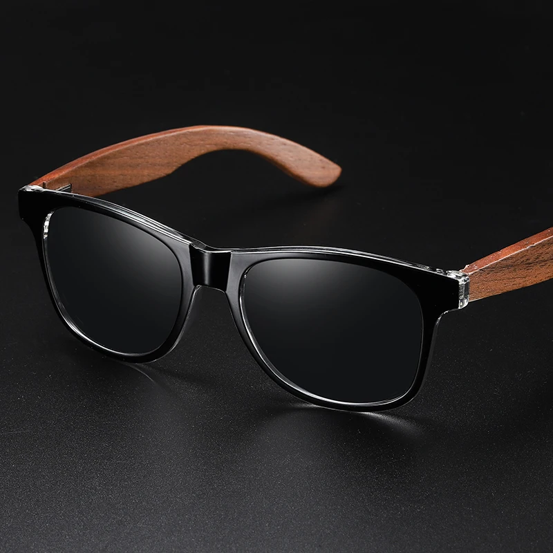 GM Black Walnut Wooden Polarized Sunglasses Men Mirror Sun Glasses Male UV400 Wooden Temples Sunglass Shades Oculos S5082