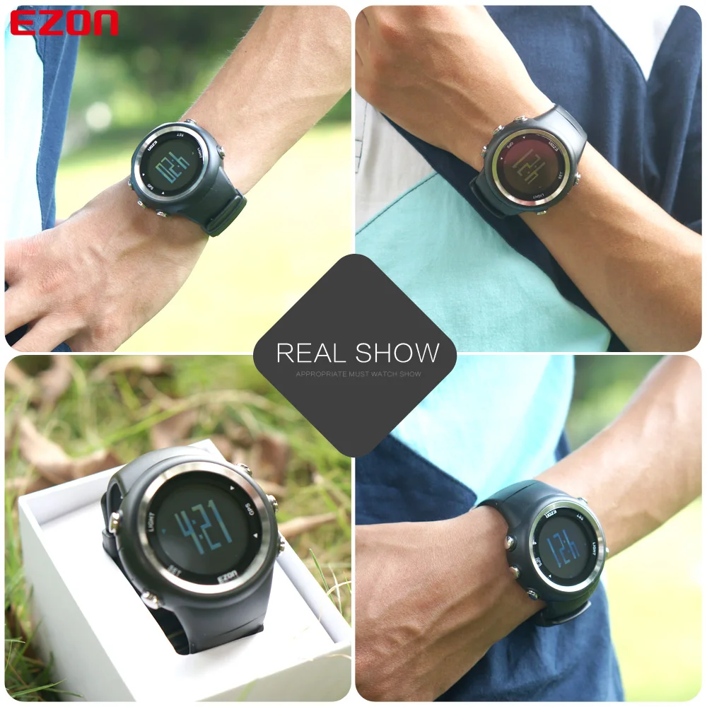 Men\'s Digital Sport Wristwatch GPS Running Watch With Speed Pace Distance Calorie Burning Stopwatch 50M Waterproof EZON T031