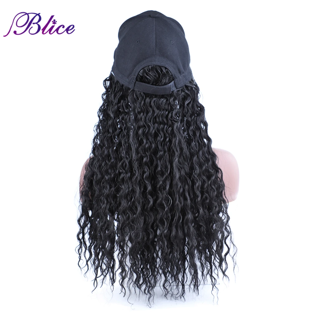 

Blice Synthetic Hair Extensions New Baseball Cap with Kinky Curly Hair Extensions Black Cap With 18 Inch Hair For Girls