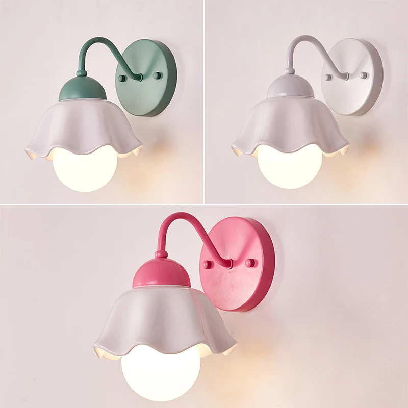 

Living room bedroom bedside wall lamp American pastoral Mediterranean Nordic modern minimalist ceramic child led lamp LB022812