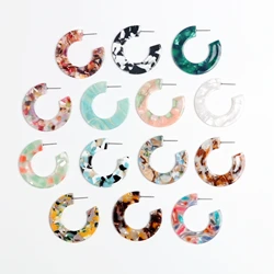 1lot 6pcs Acetate Acrylic Tortoise Shell,C shape Stainless Steel Earring Studs,Leopard Prin,Boho,Ohrringe finding,40mm,ACE5031