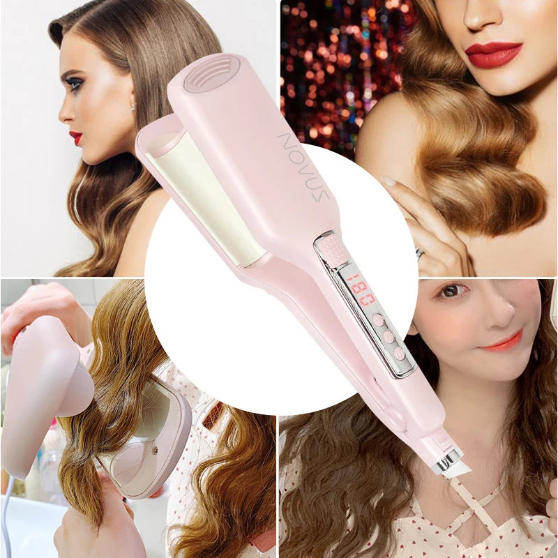 NOVUS Deep Wave Ripple Egg Rolls Hair Curling Iron Ceramic 28mm Two Tube Hair Curler 2 Barrel Hair Styler Volume Styling Tools