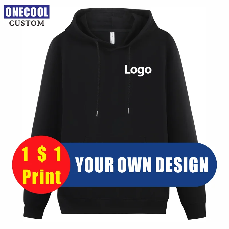 ONECOOL moda kapüşonlu Sweatshirt özel kendi tasarım marka Logo/resim erkek kadın baskı nakış rahat kapüşonlu giyim