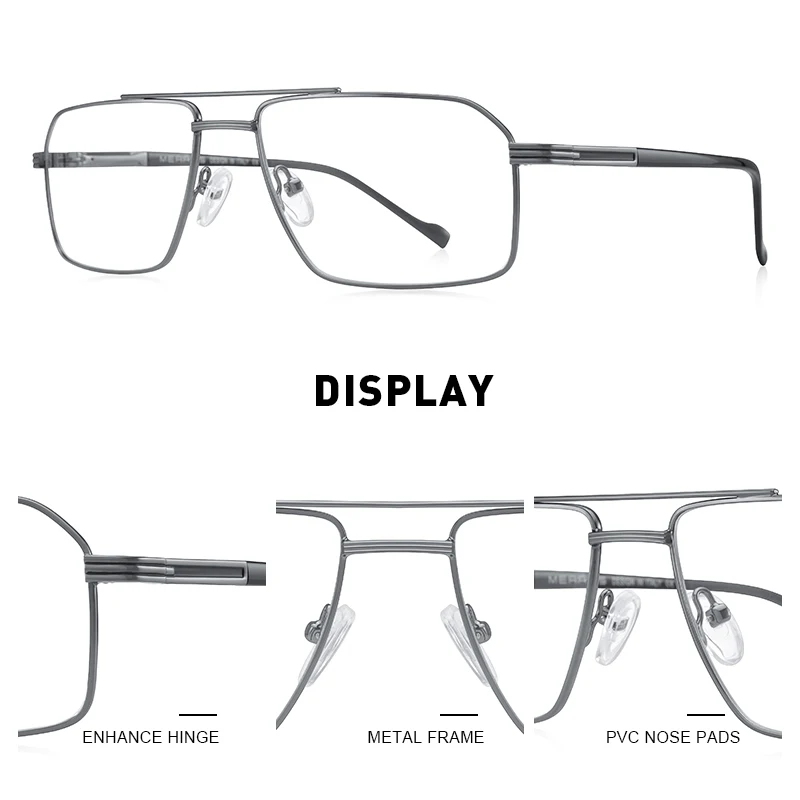 MERRYS DESIGN Men Classic Titanium Alloy Optical Glasses Frames Rectangle Full Frame Eyeglasses Male Ultralight Square S2313