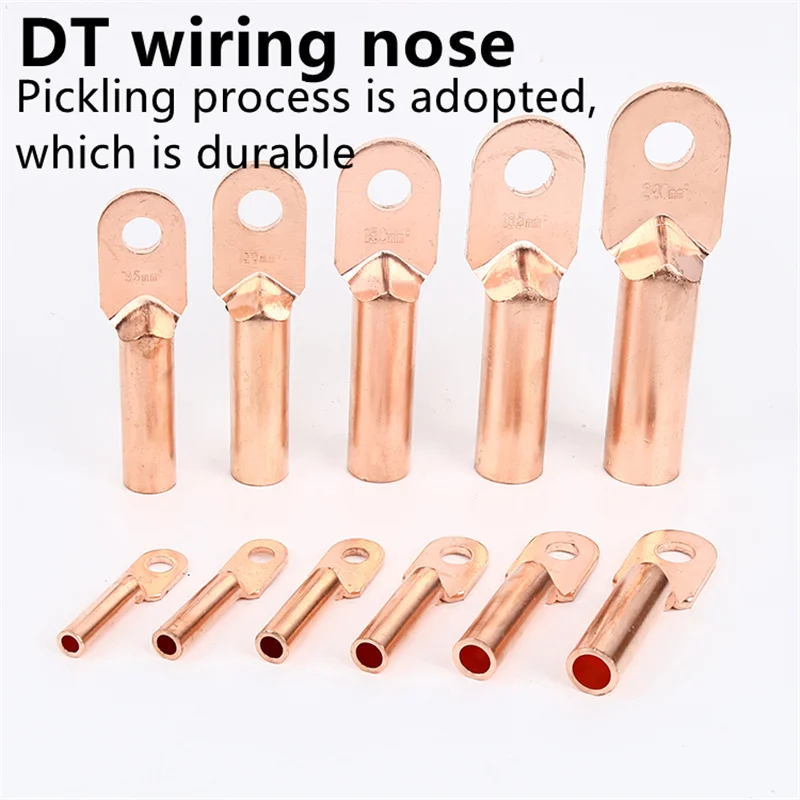 DT-10 Square Copper Nose Wire Nose Terminal Copper Ear Cable Oil Blocking Copper Connector Nose Class B For MCCB Circuit Breaker