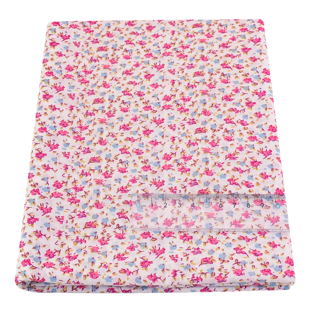 News Cotton Fabric Tissue Blue and Pink Flower Design Tecido Doll Home Textile Patchwork Scrapbooking Dolls Beginner\'s Practice