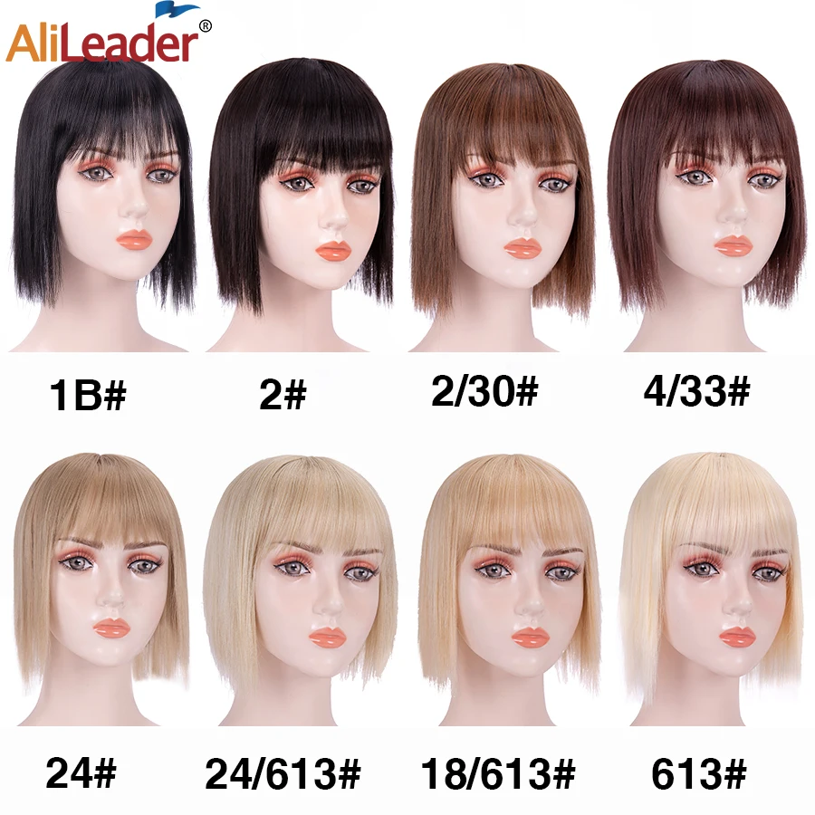 Synthetic Clip In Hairpiece Fake Hairpieces 3 Clip In One Piece Hair Extension Soft Hairpieces With Bangs For Women