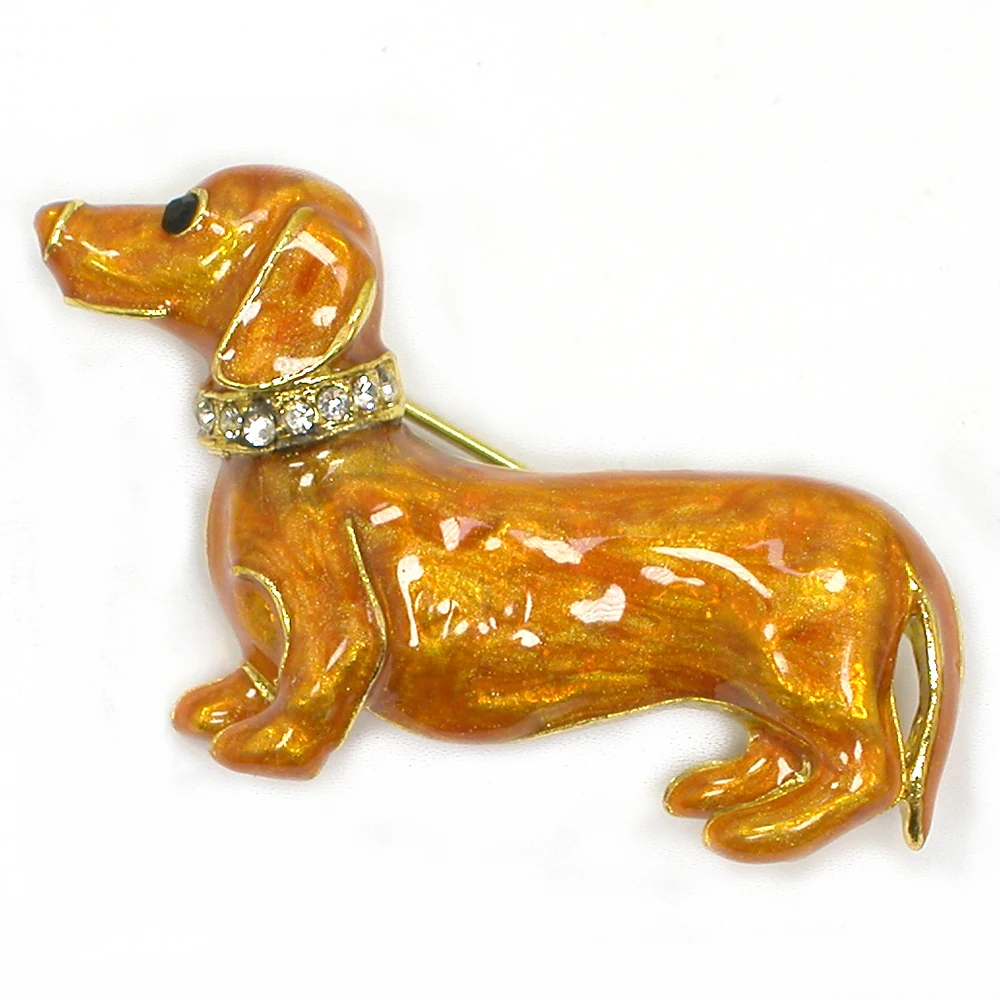 60pcs/lot Mixed Color (Can Notes Color) Dachshund Dog Brooch Pin Buckle Rhinestone Jewelry Clothing Suit Brooches Gift C102170