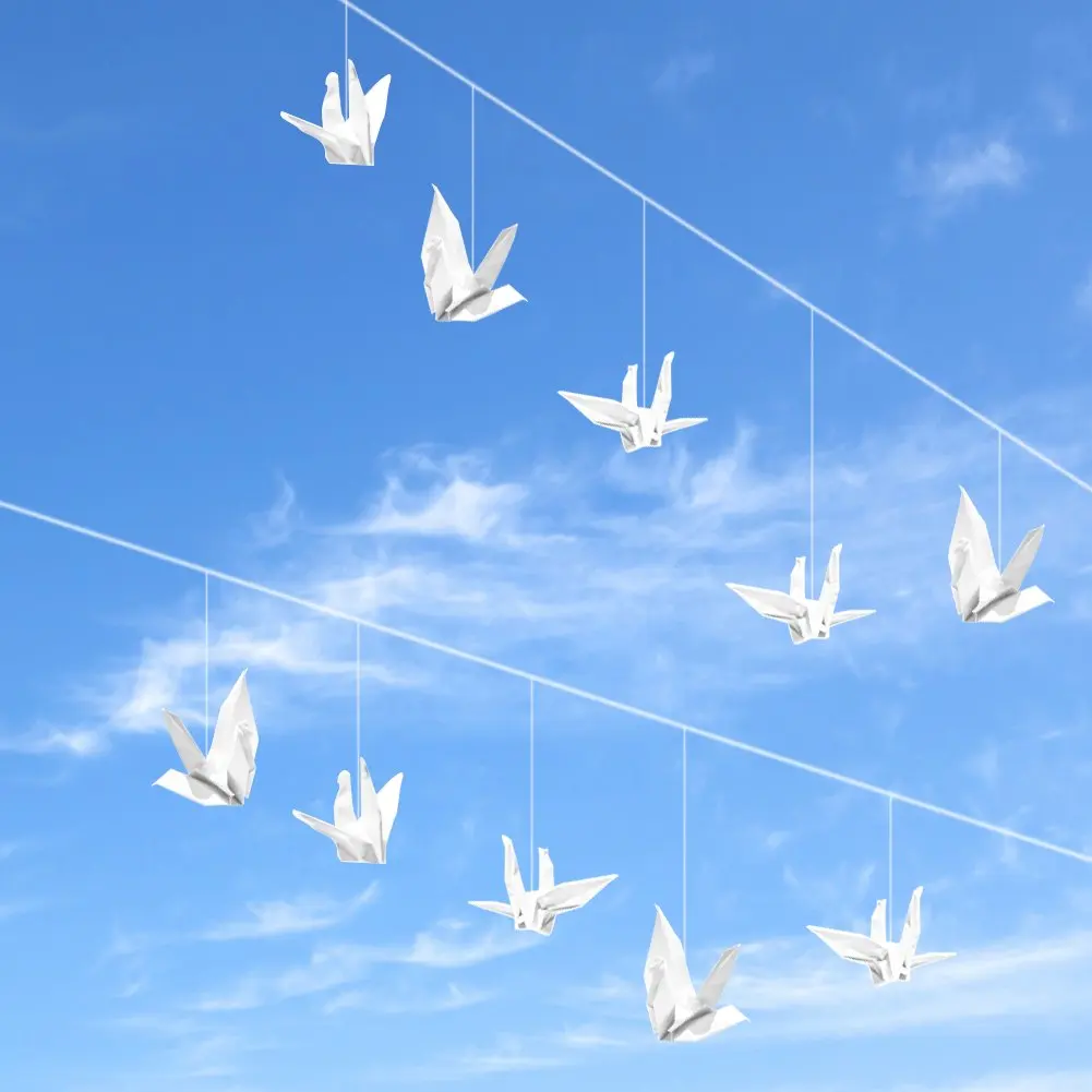 200Pcs 10Strings Premade Thousand Origami Paper Crane on String White Dove Garlands For Wedding Valentine\'s Day Party Decoration