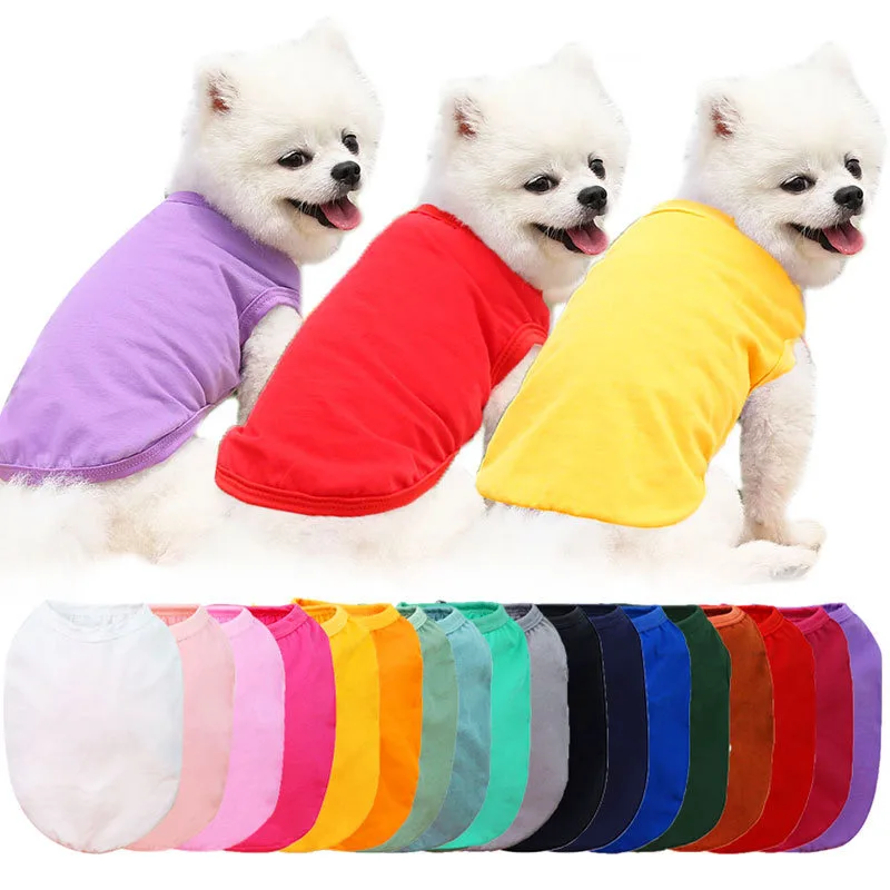 Cottton Plain Simple Color Dog Clothes Vest Spring Summer Large Dog Supply T-Shirt For Small Medium Large Dog Pet Product