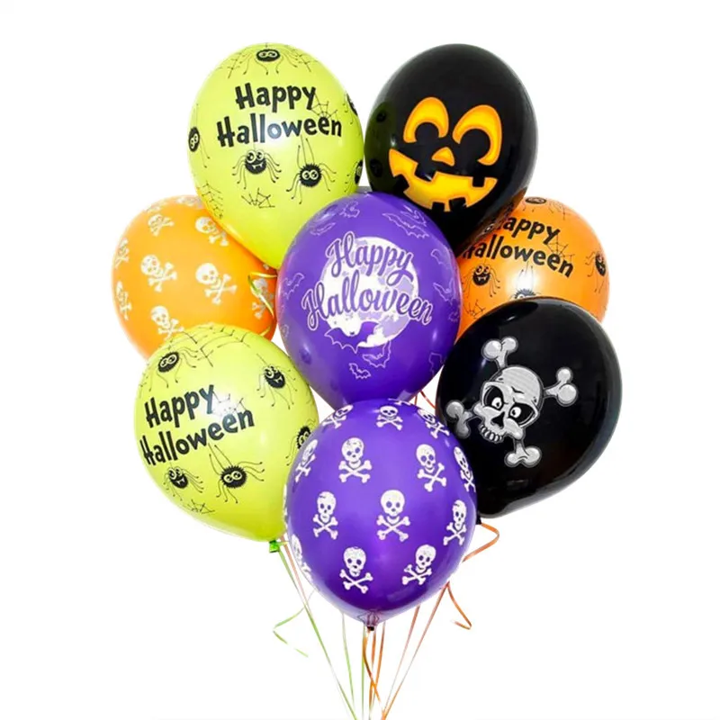 8pcs new Halloween latex balloon set pumpkin head spider pattern birthday party banquet venue decoration