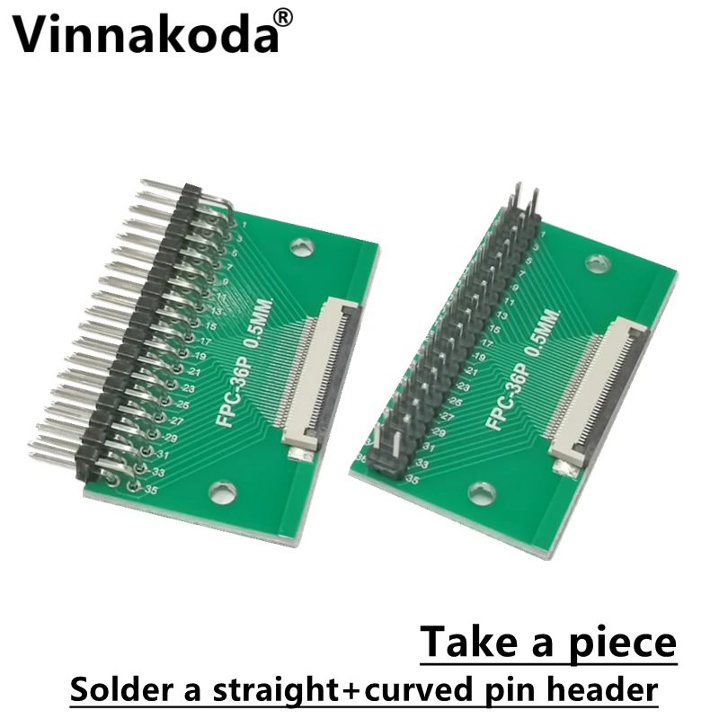 2PCS FFC/FPC adapter board 0.5MM-36P to 2.54MM welded 0.5MM-36P flip-top connector Welded straight and bent pin headers