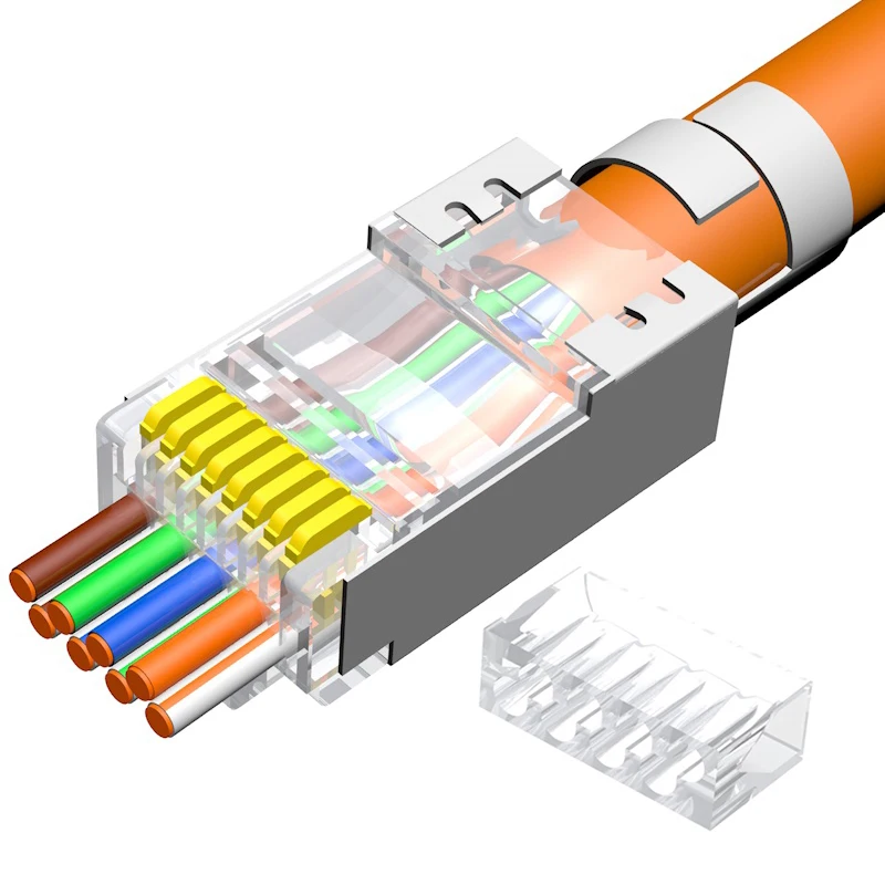 

Сетевой кабель OULLX 50U CAT7 RJ45 с перфорацией, позолоченный штекер, Экранированный FTP 8P8C, обжимные соединители