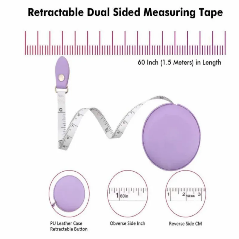 60นิ้วเครื่องมือวัด1.5M เทปไม้บรรทัดวัดสำหรับผ้าตัดเย็บการวัดเทป Retractable ไม้บรรทัดขนาดเล็ก