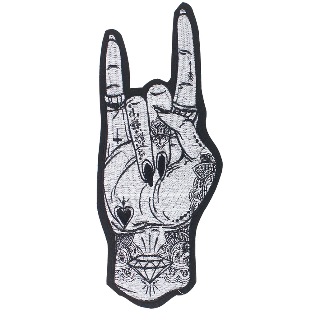I Love You Finger Gesture Hand Patches Punk Style Applique Sticker Iron on Applique Badge