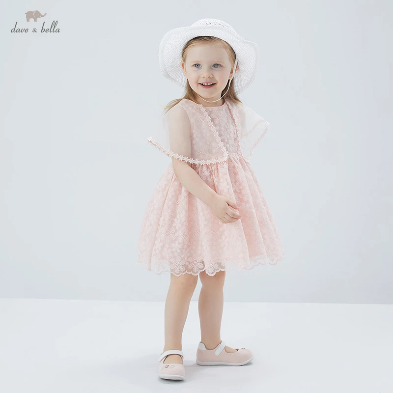 

DBJ17243 dave bella summer baby girl's cute floral embroidery dress children fashion party dress kids infant lolita clothes