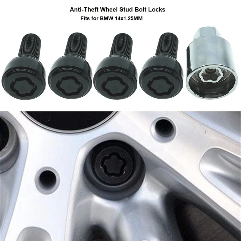 Anti-Theft Wheel Stud Bolt Locks 14X1.25MM for BMW High Security Type Wheel Lock Set 36136792851