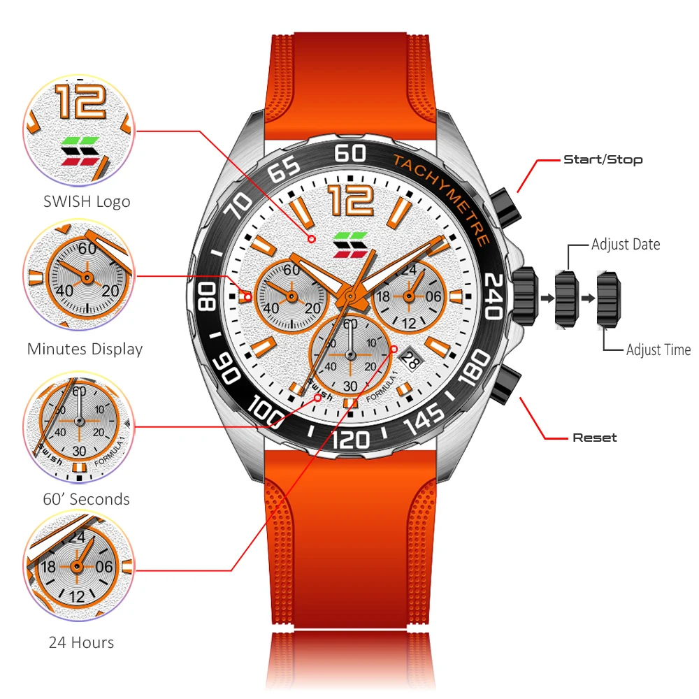 Moda Chronograph zegarki sportowe dla mężczyzn Top marka luksusowy wodoodporny biznes zegarek kwarcowy zegar data Relogio Masculino