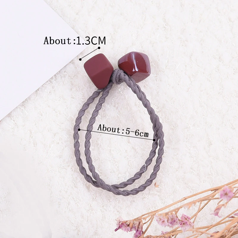 2PCS/Set Matte Cube Heart Pendant Hair Bands Ties Elegant Headband Fashion Hair Accessories for Girls Women Ponytail Holder Gift