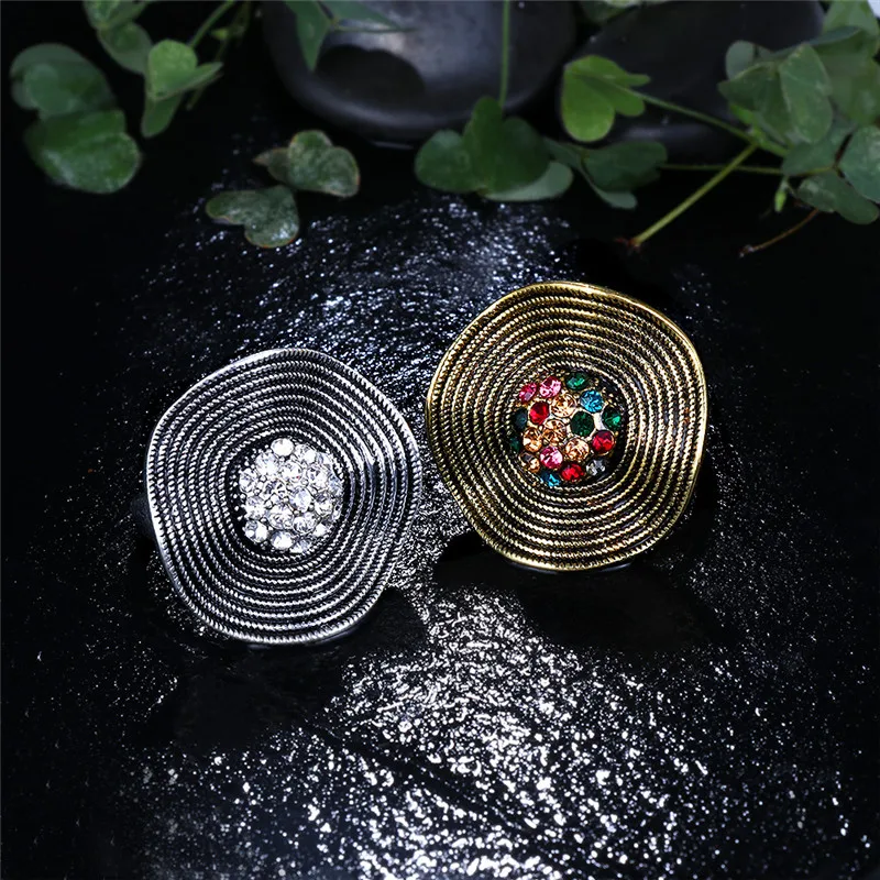 Bohemian Colour Zircon Big Rings For Women Accessories Punk Gothic Ring Female Jewelry Silvery Crystal Rings Women Vintage Ring
