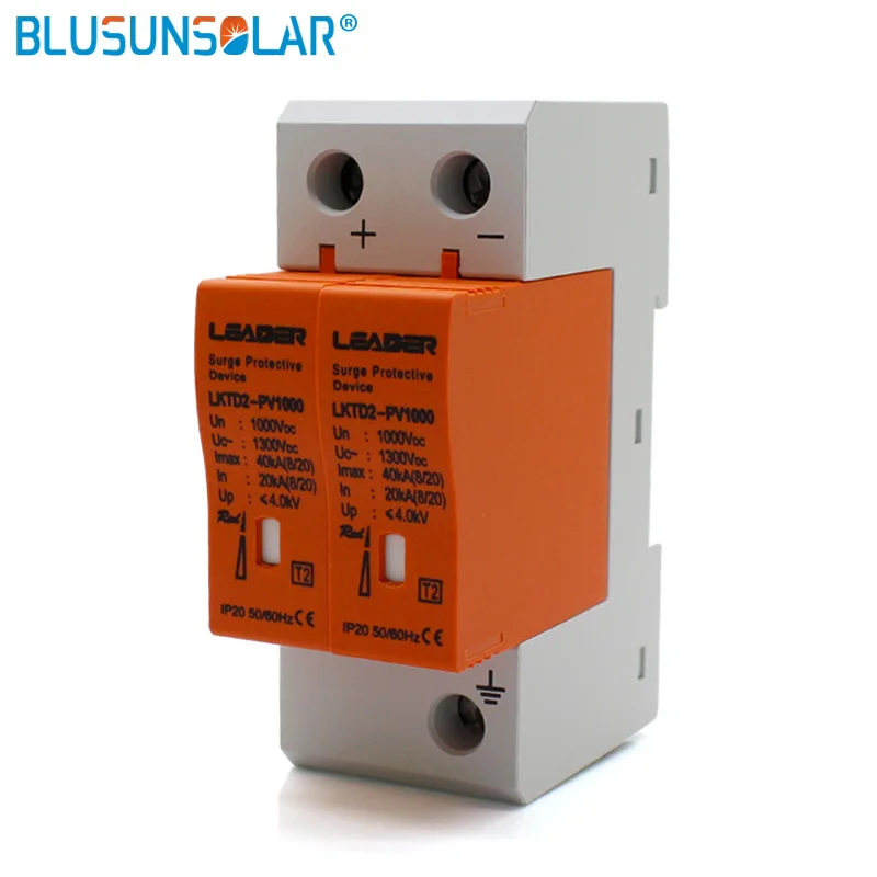 2 pcs/lot 2P DC1000V 20/40KA DC Surge Arrestor Protective Device for Solar System Protection