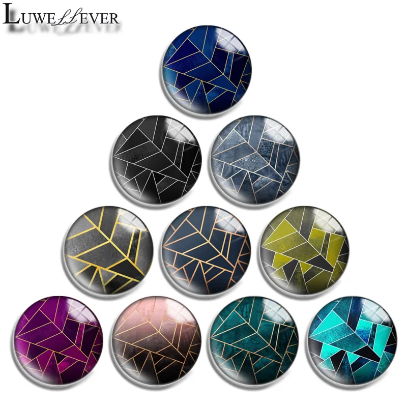 12mm 14mm 16mm 20mm 25mm 30mm 674 Geometry Mix Round Glass Cabochon Jewelry Finding 18mm Snap Button Charm Bracelet